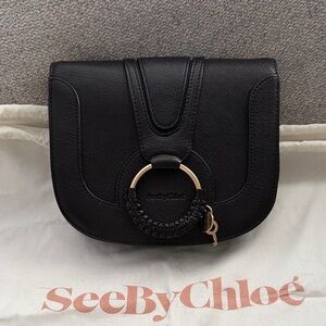 See By Chloe Hana Saddle Black Crossbody Bag